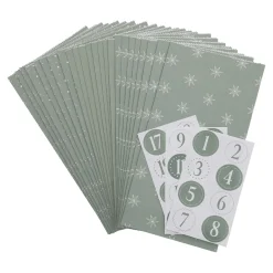 Adventskalender-Set, Tüten/Sticker, Salbei/weiß