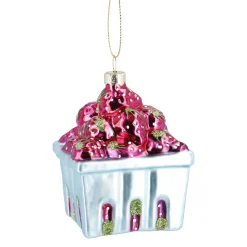 Anhänger Fancy, Bunt, Erdbeeren/Korb, 9 Cm
