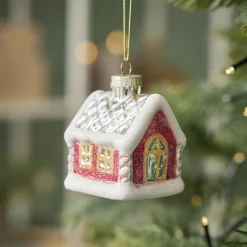 Anhänger Fancy, Bunt, Haus/Schnee, 7 Cm