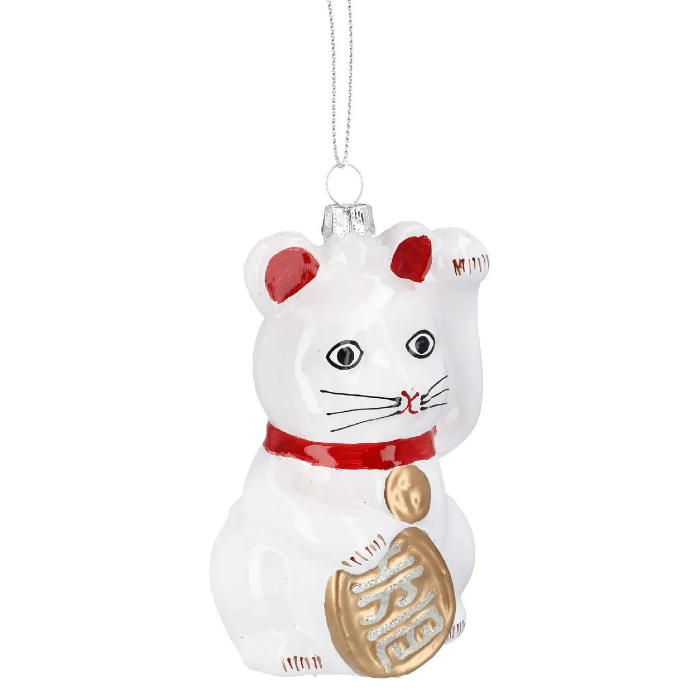 Anhänger Fancy, Bunt, Winkekatze/weiß, 10 Cm