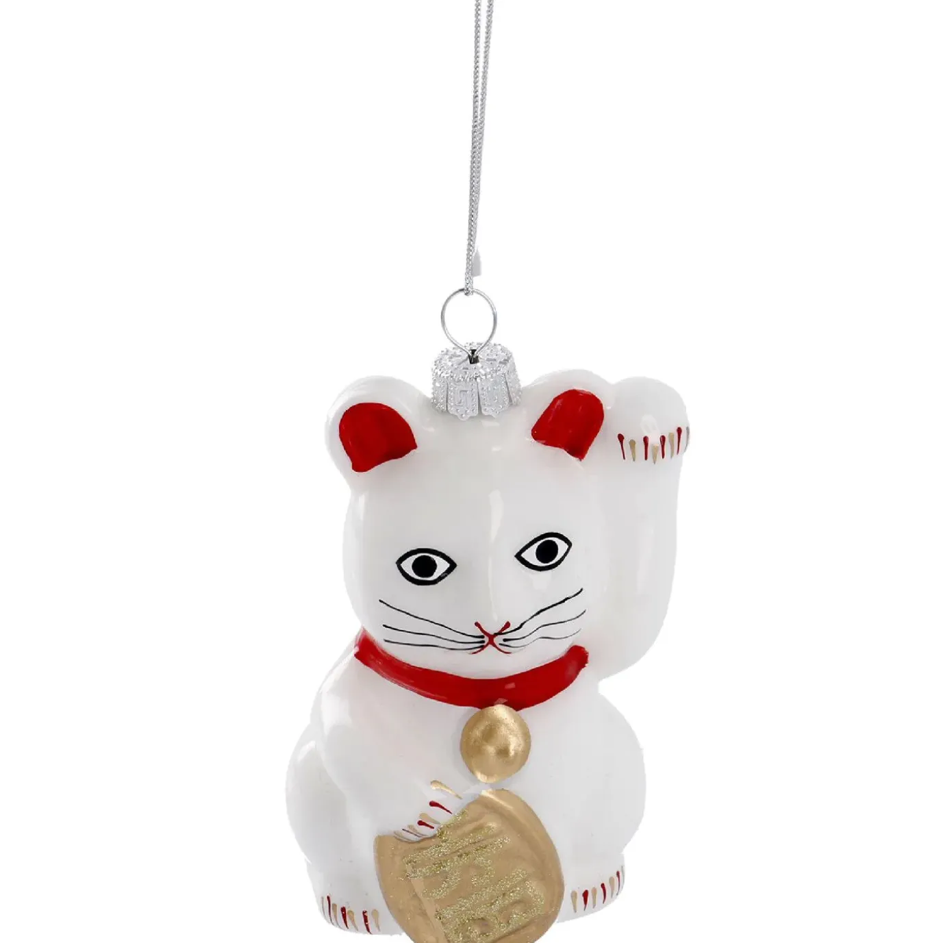 Anhänger Fancy, Bunt, Winkekatze/weiß, 10 Cm