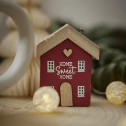 Anhänger Haus Mit Spruch, Rot, 6 Cm