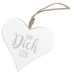 Anhänger Herz, Hab Dich Lieb/weiß, 14.5 Cm