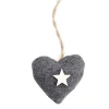 Anhänger Herz Mit Holzstern, Grau