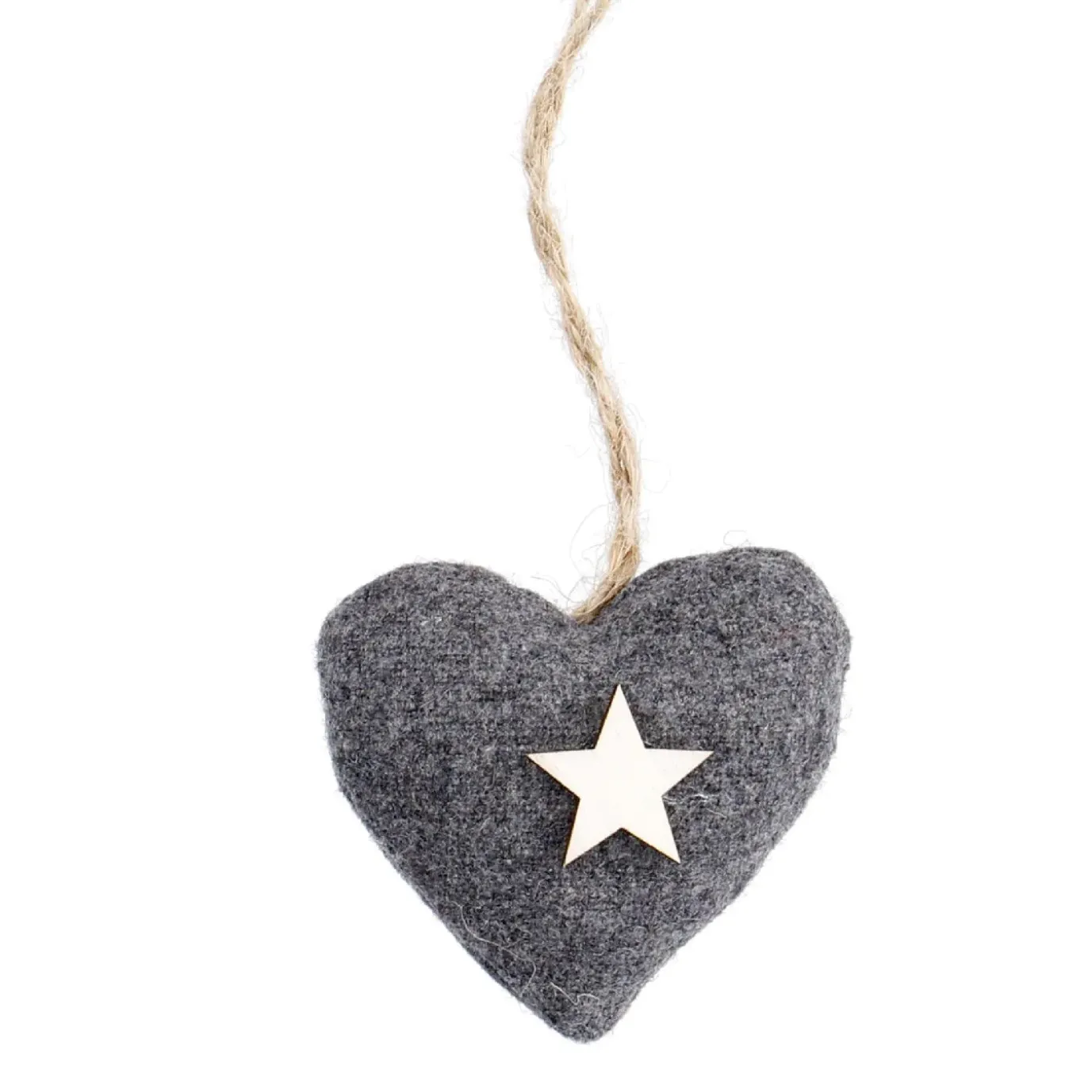 Anhänger Herz Mit Holzstern, Grau