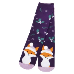 Anti-Rutschsocken Xmas, Fuchs Lila , Größe 36 - 41