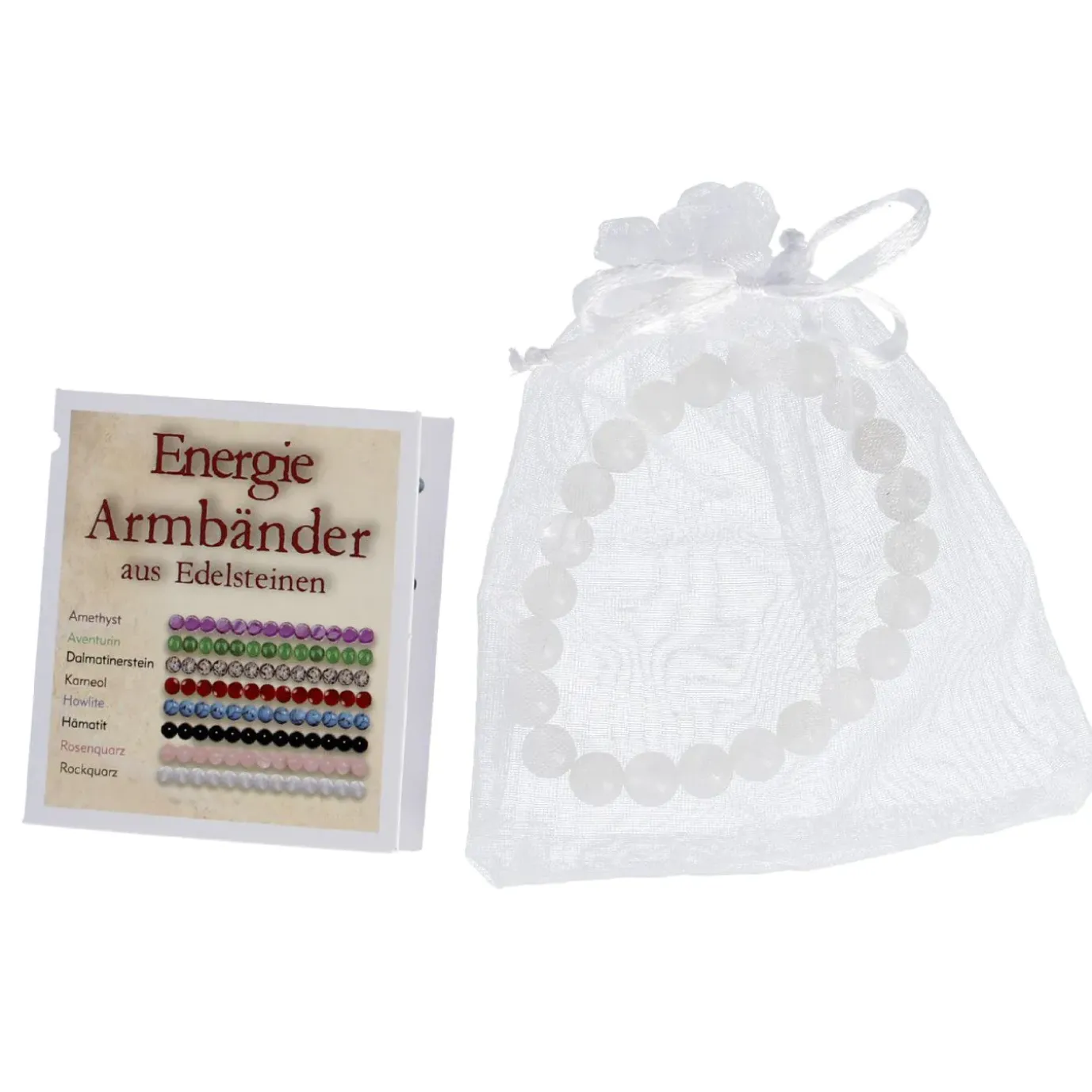 Armband Edelstein-Energie, Rockquarz/weiß