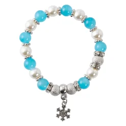 Armband Weihnachten, Schneeflocke, Blau/silber