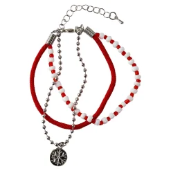 Armband Weihnachten,Schneeflocke, Rot/silber