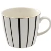 Becher China, Strahlen/breit, Schwarz/weiß, 300 Ml, Goldrand