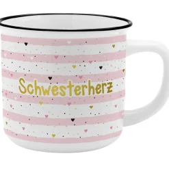 Becher Emaille-Optik, Schwesterherz, 350 Ml