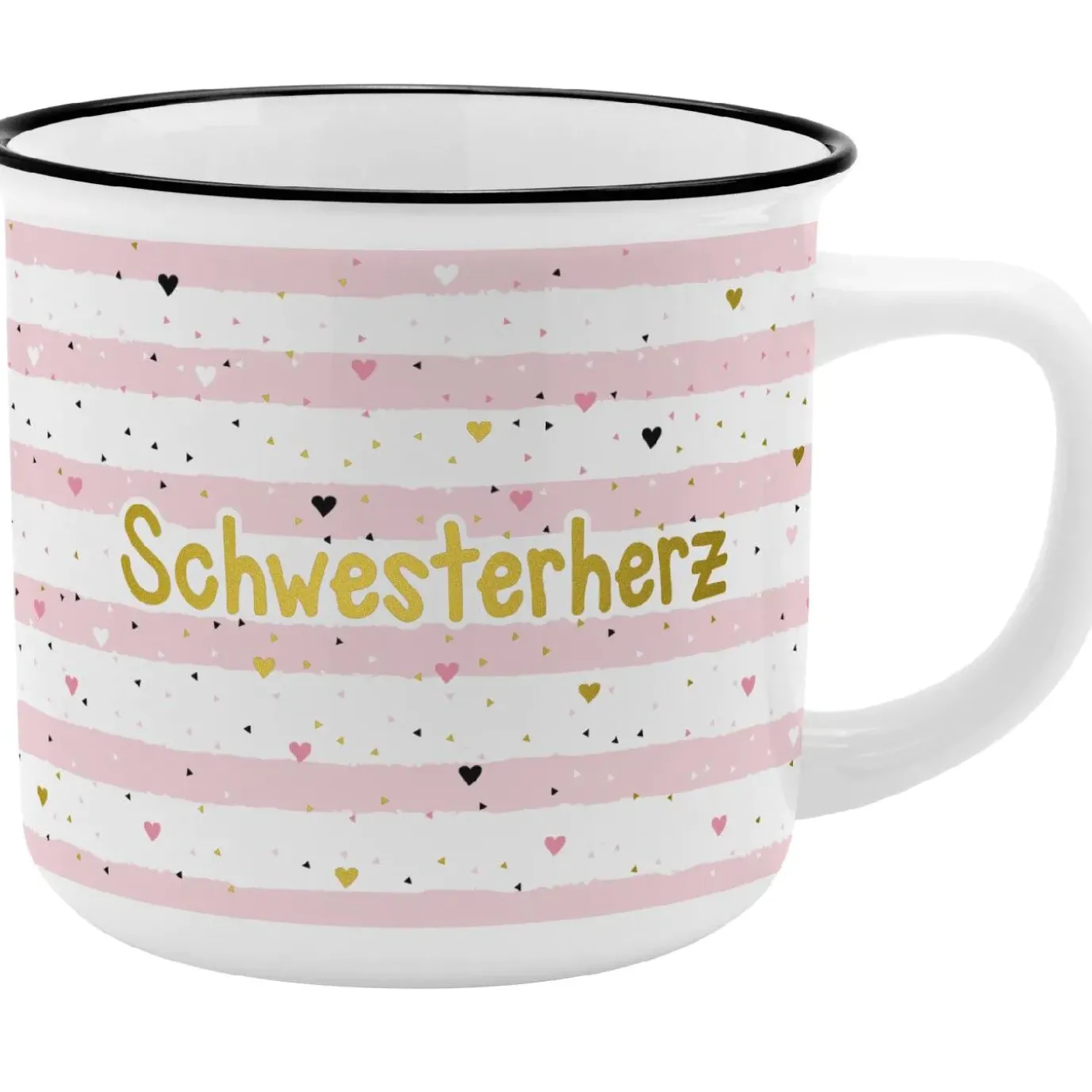 Becher Emaille-Optik, Schwesterherz, 350 Ml