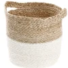 Dekokorb Mit Griff, Natur/weiß, 19 X 21 Cm