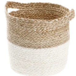 Dekokorb Mit Griff, Natur/weiß, 19 X 21 Cm