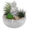 Deko-Objekt Buddha Mit Sukkulente, Grau/grün, 12 Cm