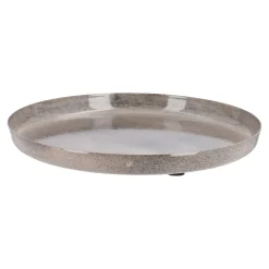 Deko-Schale Metall, Rund/beige, 20 Cm