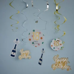 Deko-Spiralen Geburtstag, 18, 6 Stück
