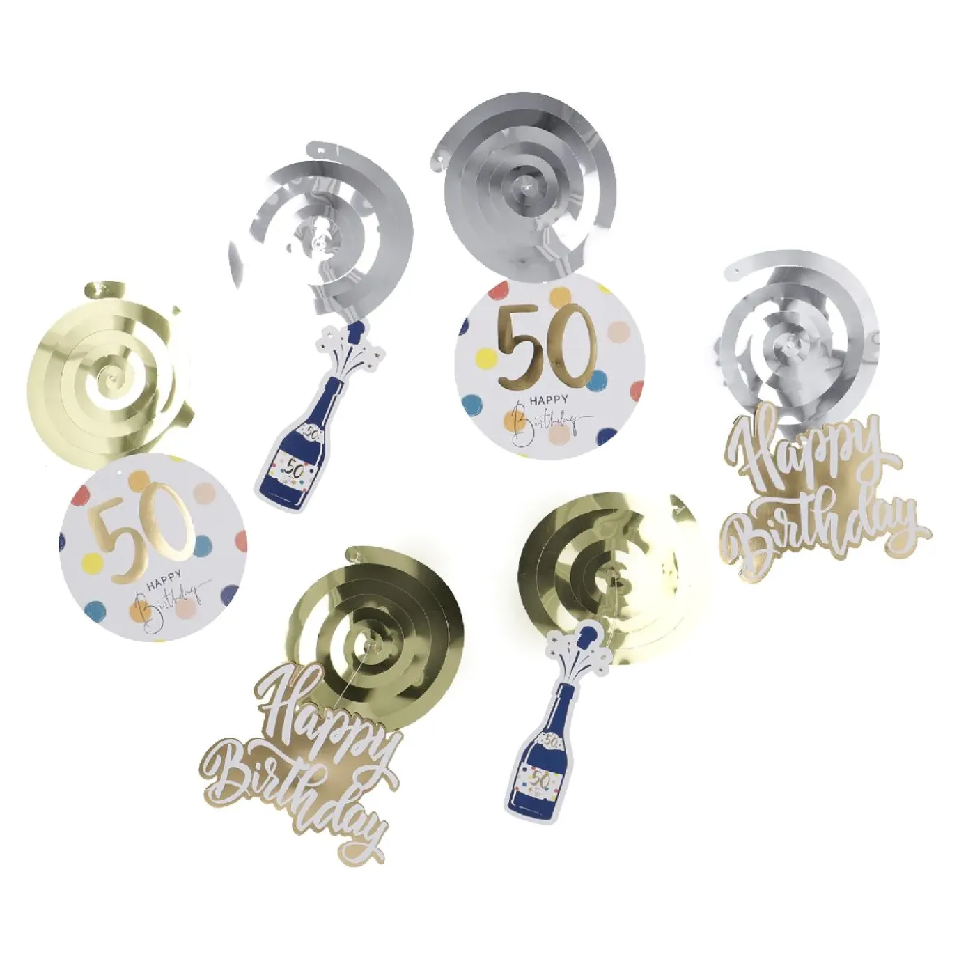 Deko-Spiralen Geburtstag, 50, 6 Stück