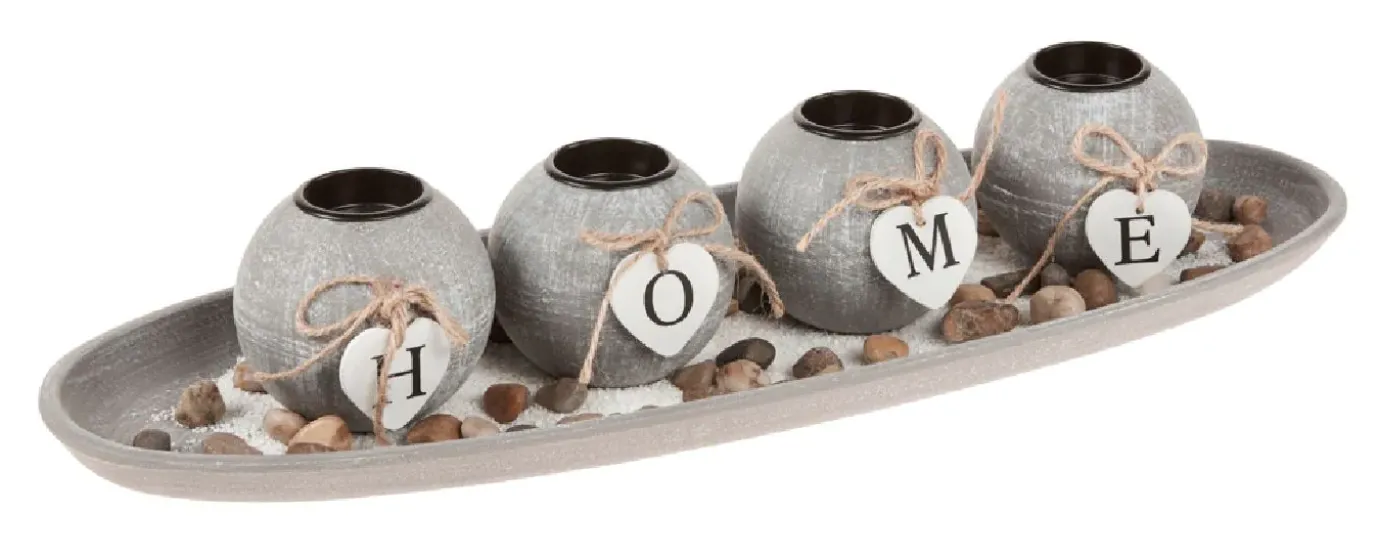 Dekotablett Home, Teelichthalter, Oval