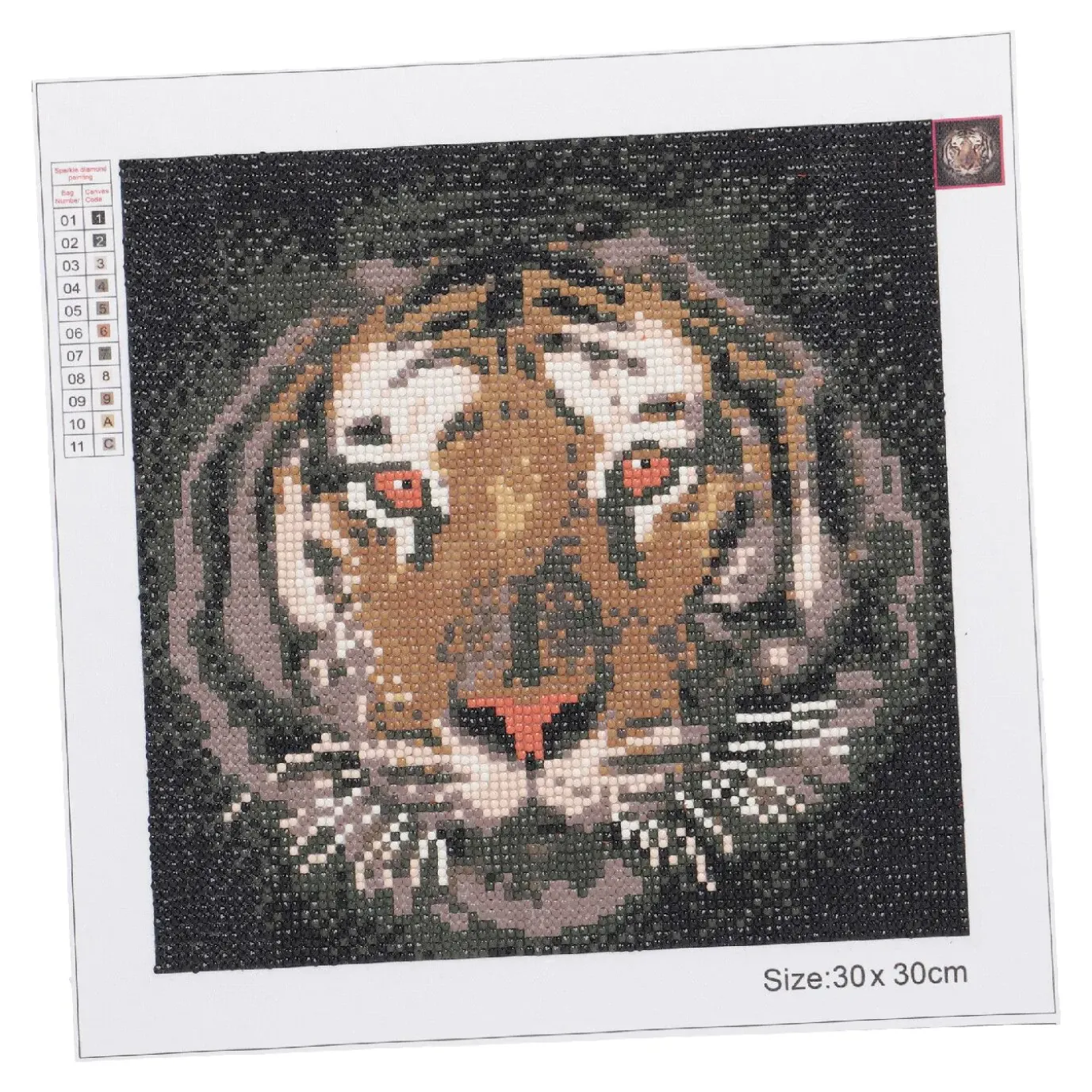 Diamond Painting, Tiger, 30 X 30 Cm