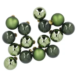 15er Glaskugeln 6 Cm, Moosgrün