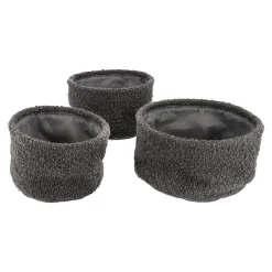 3er Set Dekokorb, Dunkelgrau