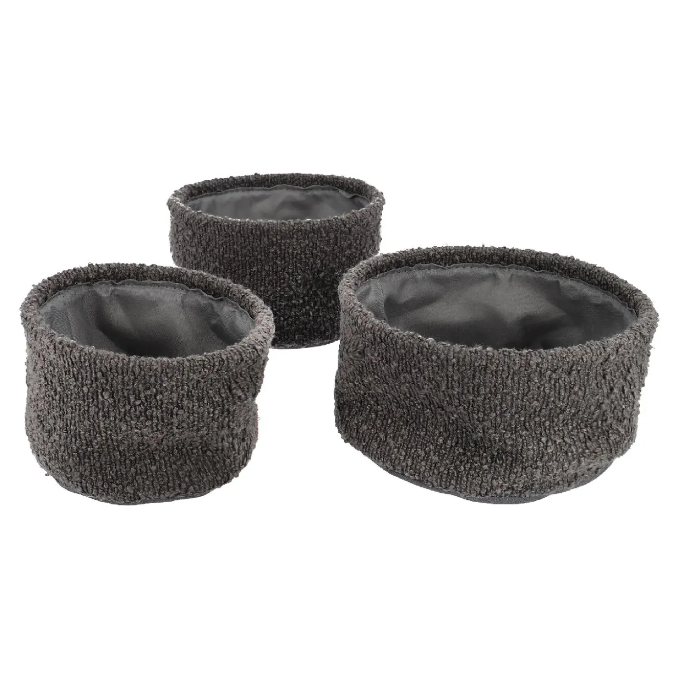 3er Set Dekokorb, Dunkelgrau