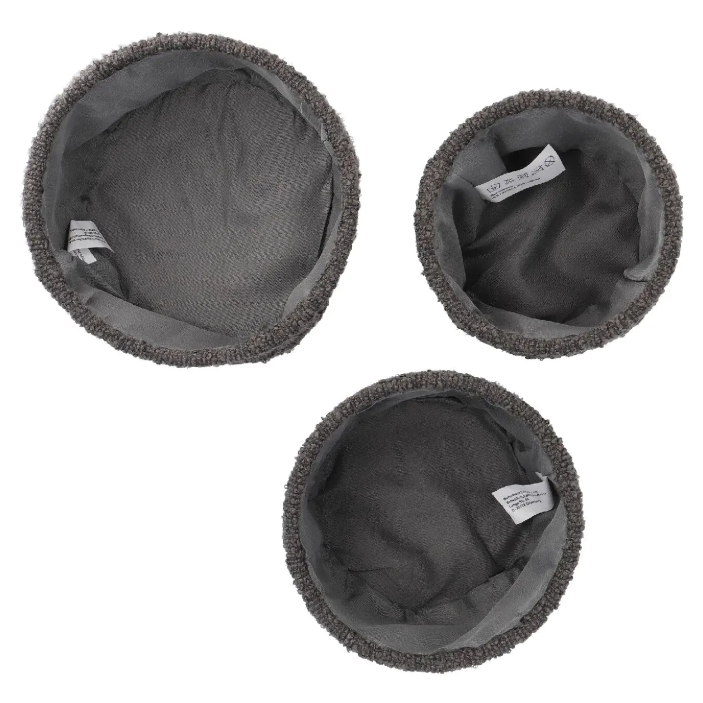 3er Set Dekokorb, Dunkelgrau