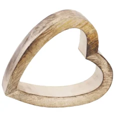 2er Set Deko-Objekt Herz, Braun-geflammt