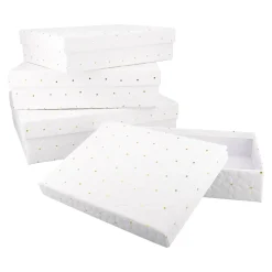 4er Set Geschenkkarton Blumen-Prägung, Weiß