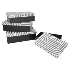 4er Set Geschenkkarton Design, Schwarz/weiß
