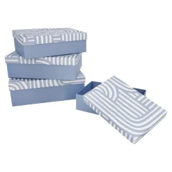 4er Set Geschenkkarton Design, Blau/weiß