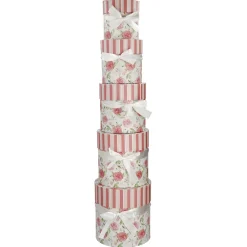 5er Set Geschenkkarton Floral/rund, Rosa