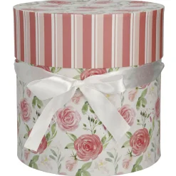 5er Set Geschenkkarton Floral/rund, Rosa