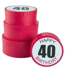 4er Set Geschenkkarton Geburtstag/40, Rund