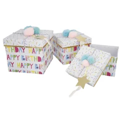 3er Set Geschenkkarton Geburtstag/Quadro, Stern