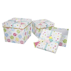 3er Set Geschenkkarton Geburtstag/Quadro, Partyhut