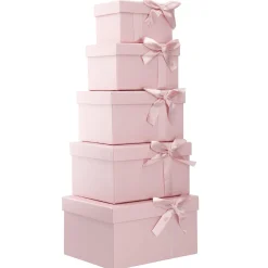 5er Set Geschenkkarton Schleife, Altrosa