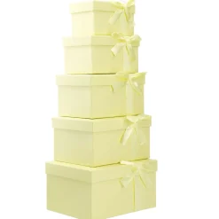 5er Set Geschenkkarton Schleife, Gelb