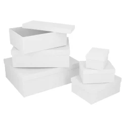 6er Set Geschenkkarton Uni, Weiß