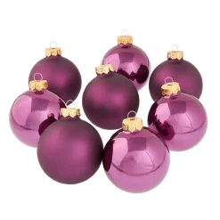 8er Set Glaskugeln 8 Cm, Lila