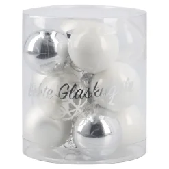 12er Set Glaskugeln 2,5 Cm, Weiß/silber/frost