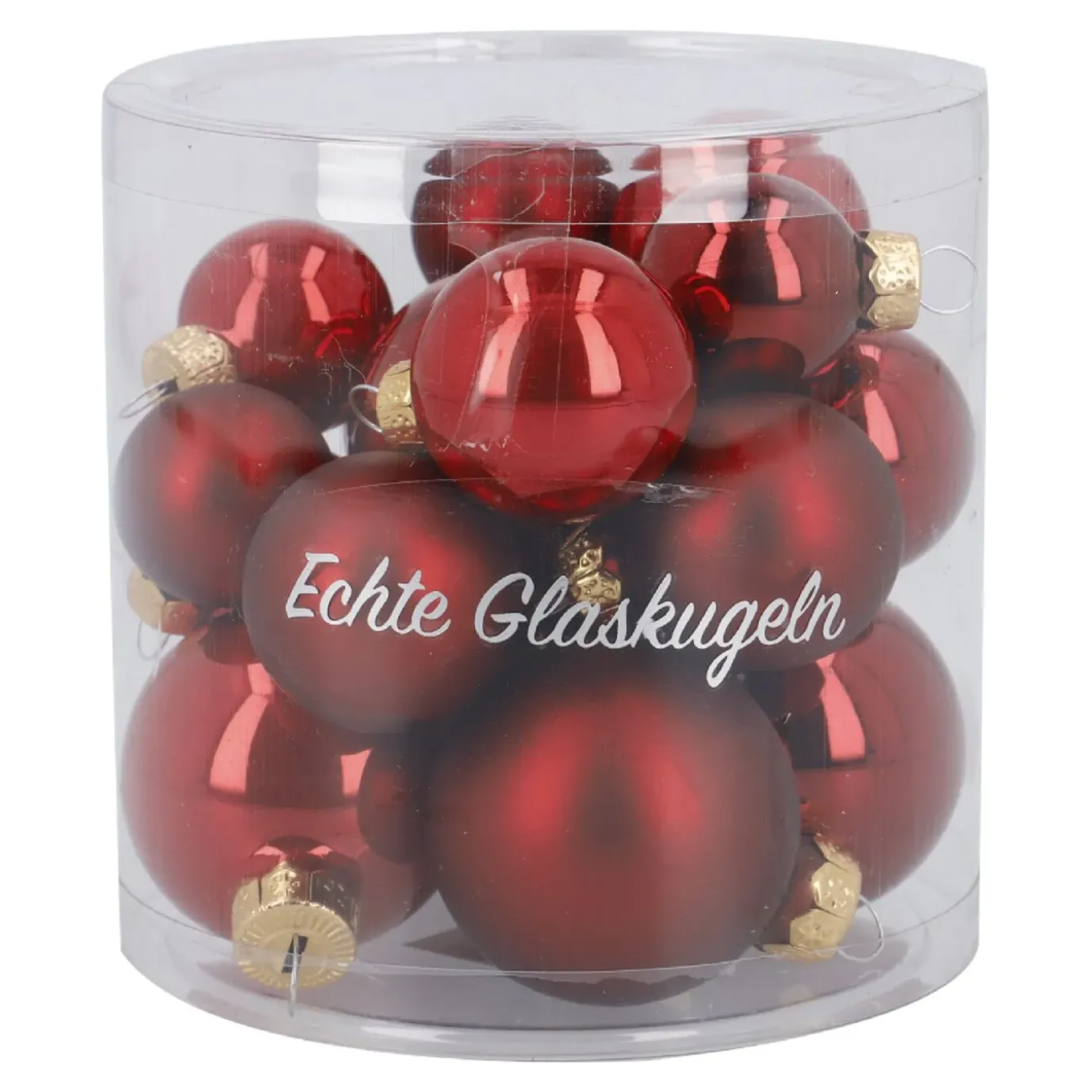 17er Set Glaskugeln Mix, Rot