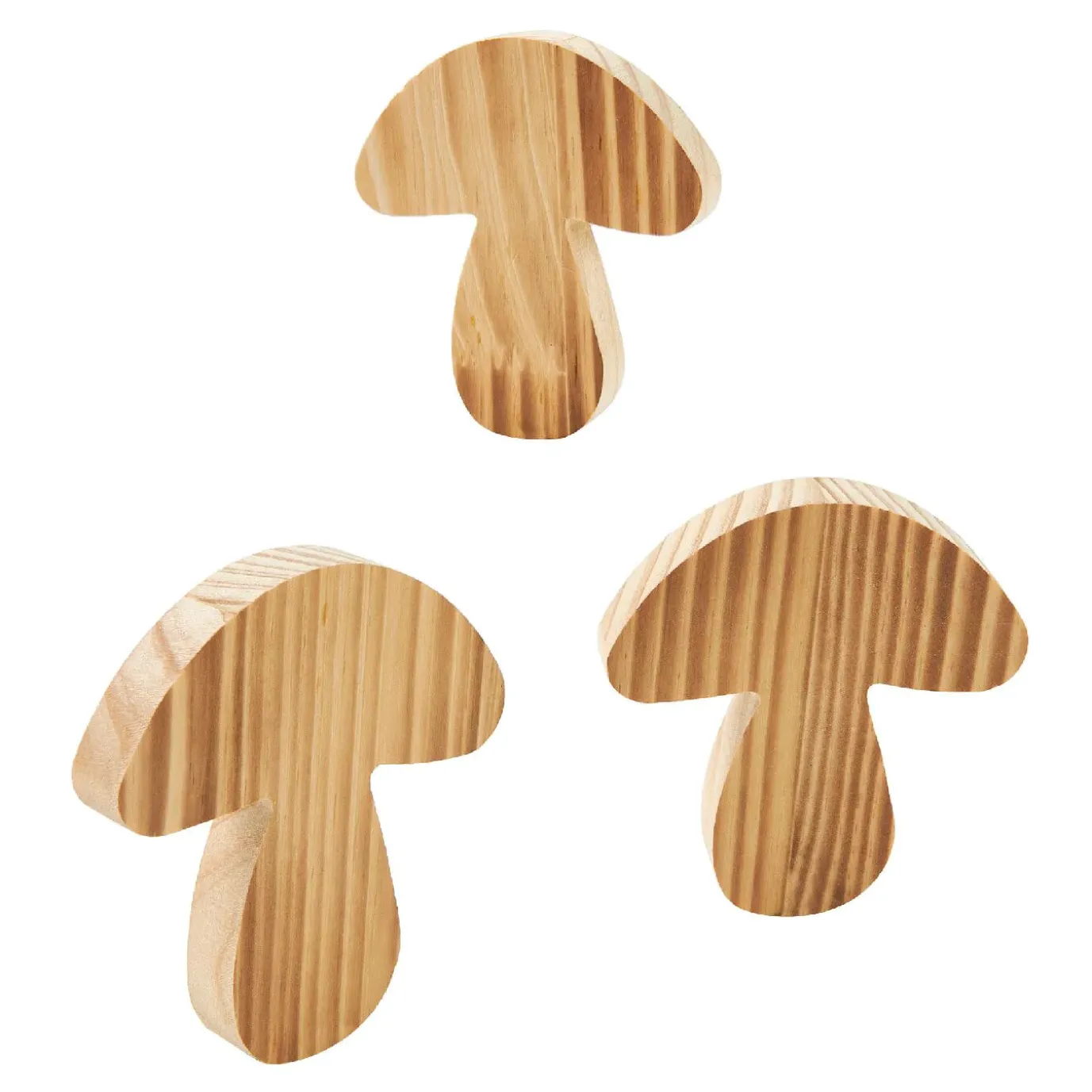 3er Set Holz-Deko Pilz/gebrannt