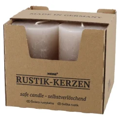 4er Set Kerze Rustik, Sand, 6 X 10 Cm