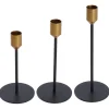 3er Set Kerzenständer, Stabkerzen, Schwarz/gold