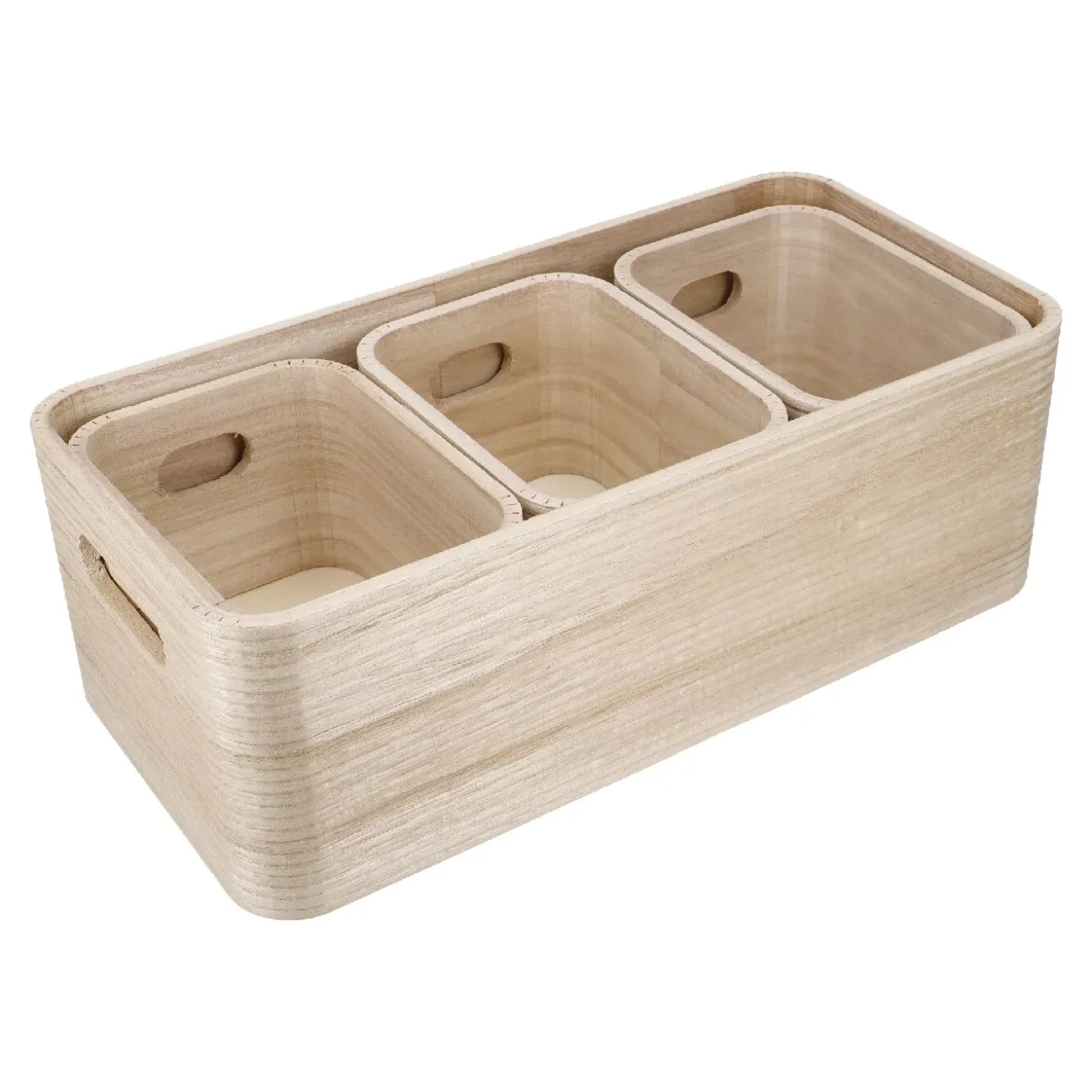 4er Set Kiste, Geriffelt/natur