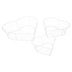 3er Set Korb Herz, Weiß