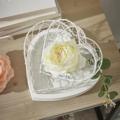 3er Set Korb Herz, Weiß