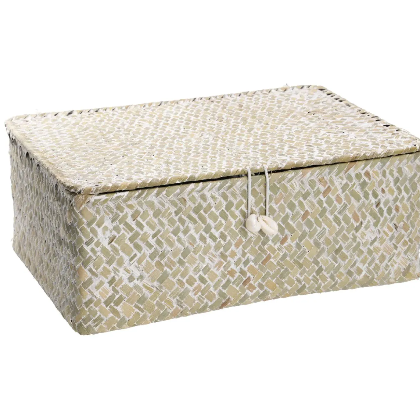 3er Set Korb Mit Deckel, Natur/weiß